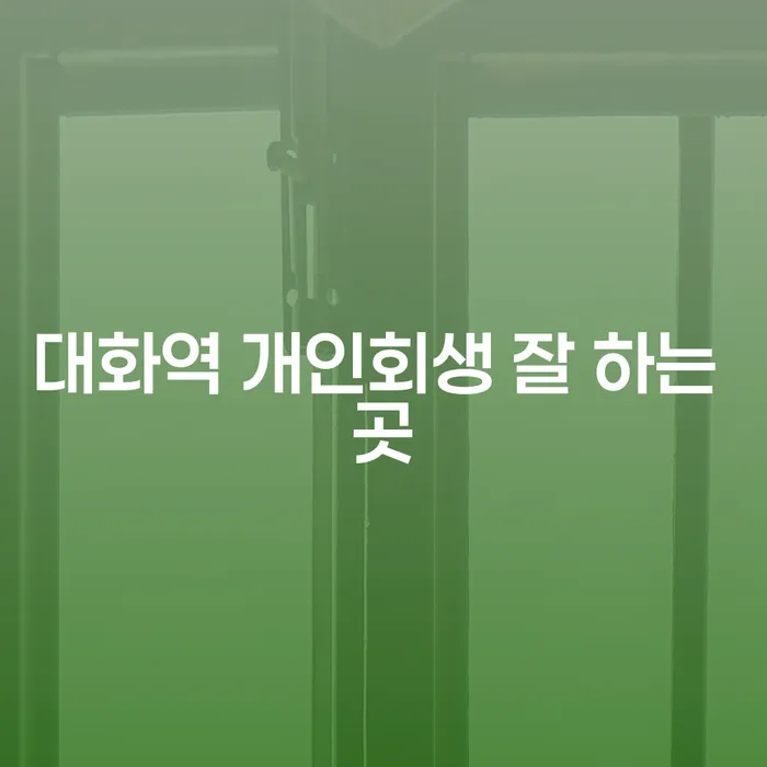 대화역 개인회생 잘 하는 곳